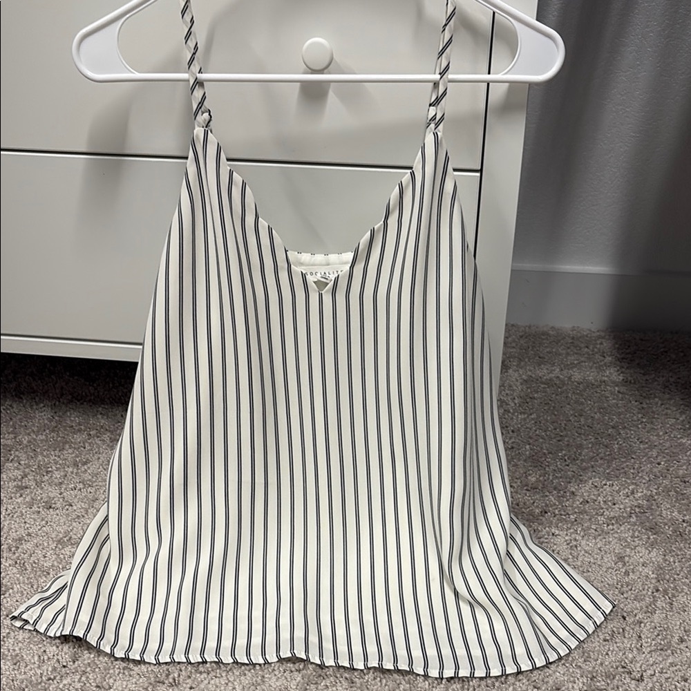 Striped White and Black Women's Top